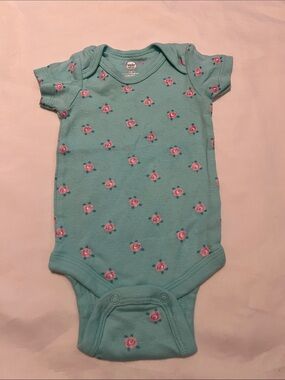 “Bundle 10/$13” wonder nation 0-3M Aqua Short-Sleeve Baby One-Piece bodysuit